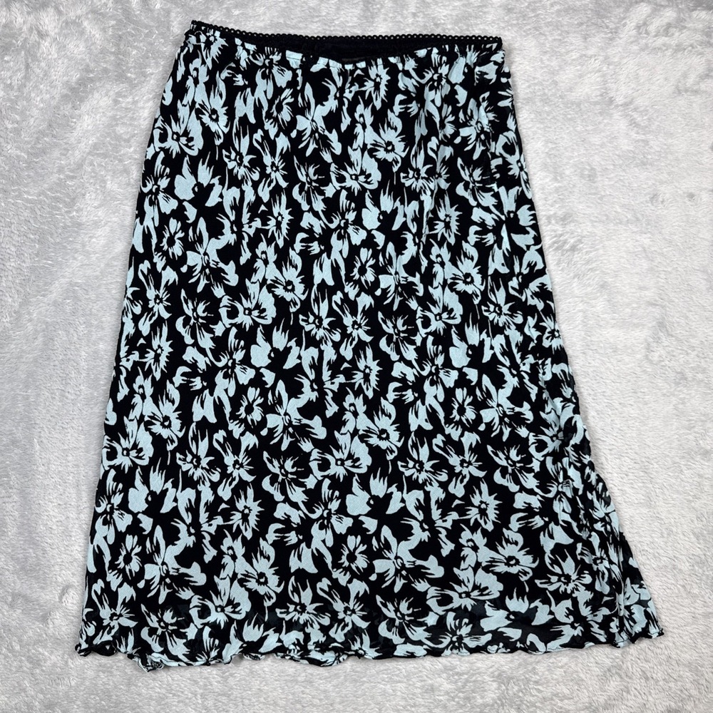 Vintage Style & Co Skirt Womens 8P Black Blue Floral Flowy Cottage 90s Y2K
